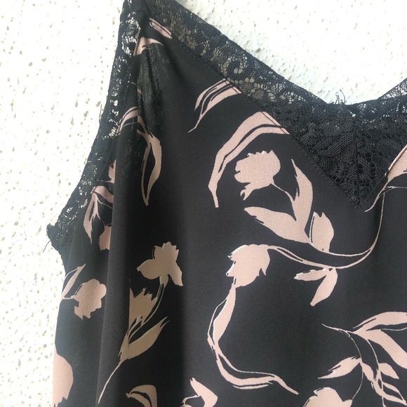 Halogen Black and Pink Printed Lace Tank Top Small - Picture 3 of 7
